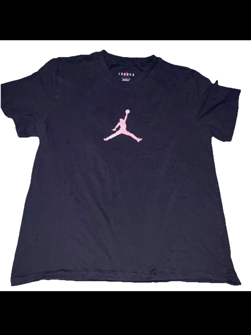 Jordan Black T-Shirt with Small pink and Gold Jumpman Graphics